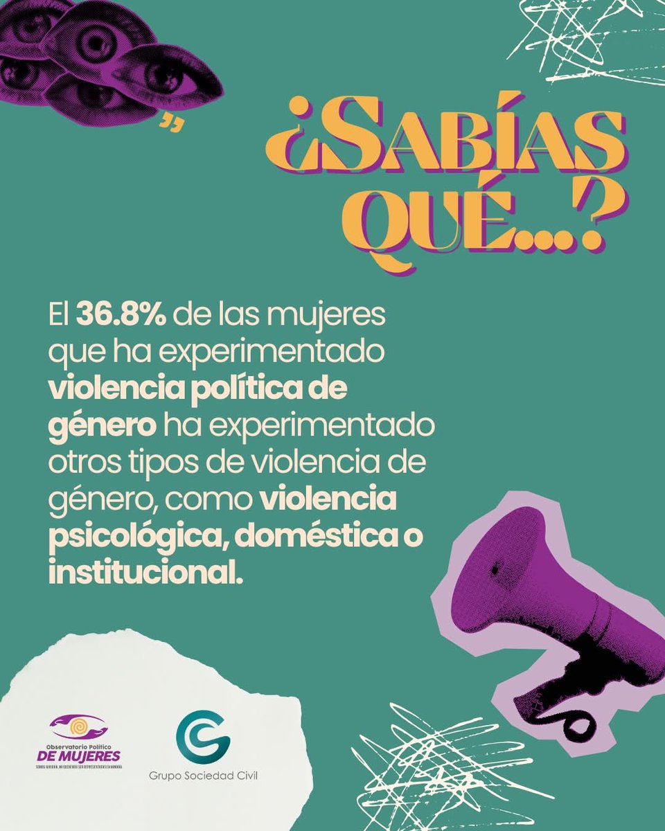 #SabíasQué La violencia política de género no llega sola; generalmente es acompañada de otras manifestaciones de la violencia de género. 

Comparte para visibilizar más datos sobre la violencia política de género en Honduras. 

#ObservatorioPolíticodeMujeres 
#NoMásViolencia