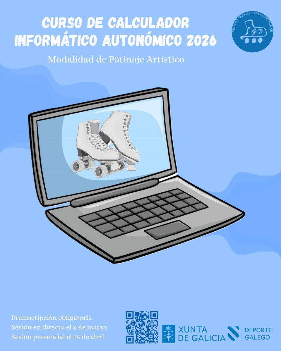 #patinaxeartistica 🛼
Novo Curso de Calculadores Informáticos: práctico e con titulación. 
Preinscríbete xa! ▶️ Máis info: fgpatinaxe.gal/circulares/CIR…