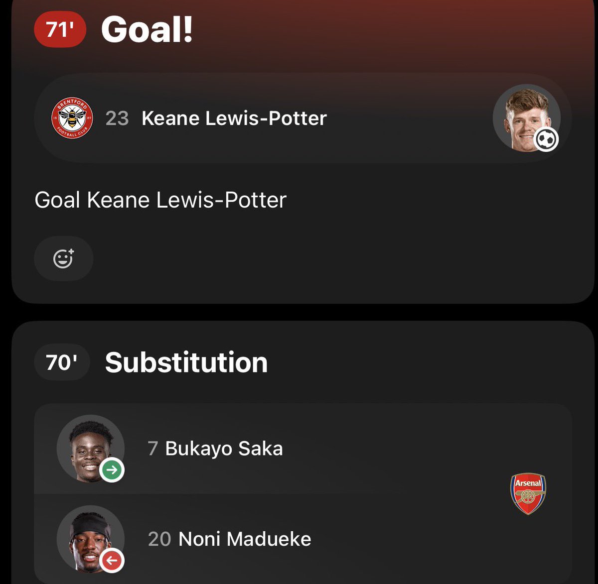 Noni took Saka’s chain 

This downfall is beautiful