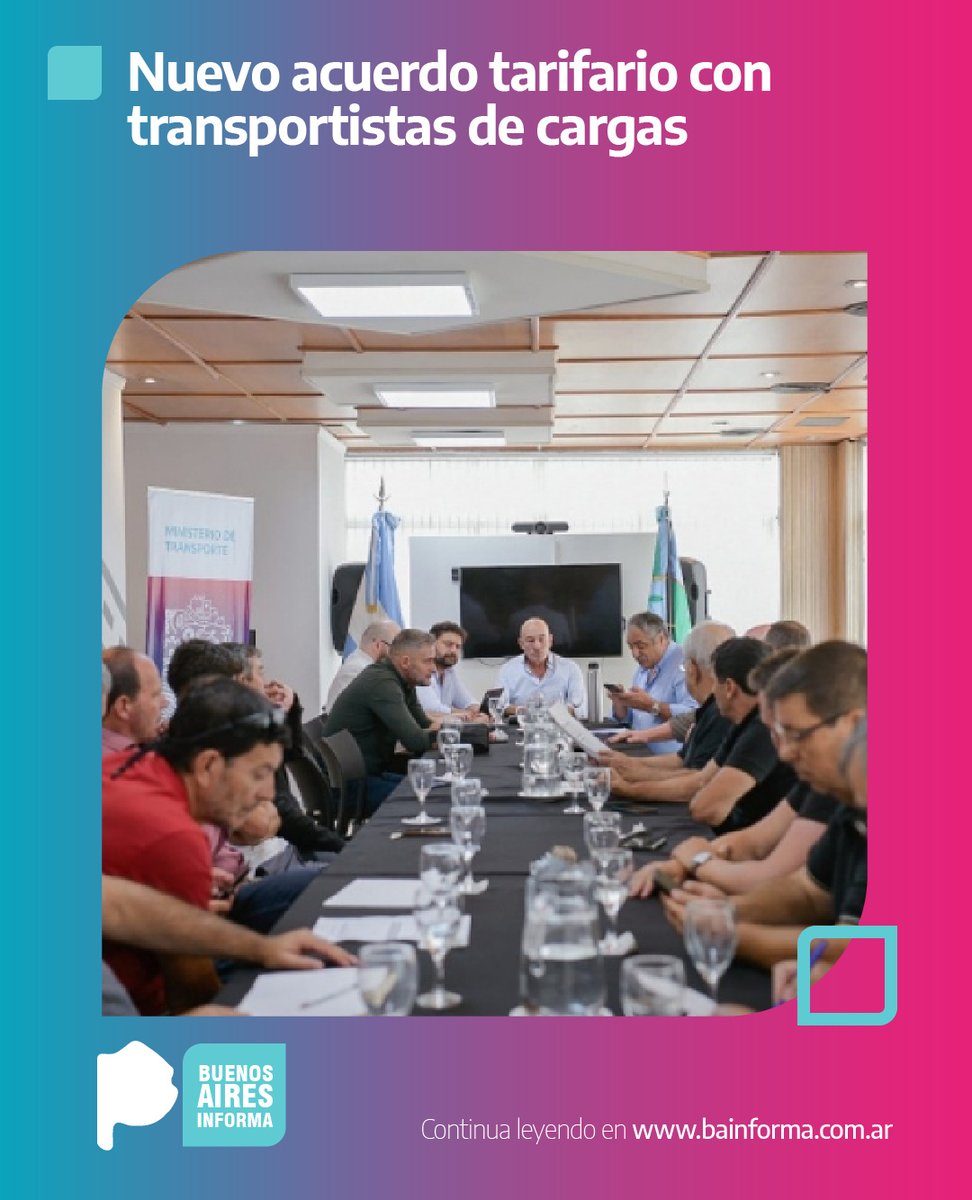 BAInforma's tweet photo. Nuevo acuerdo tarifario con transportistas de cargas

El Ministerio de Transporte coordinó un encuentro de la Comisión de Asesores del Transporte de la Producción del Agro por la tarifa de referencia en cargas. Las partes acordaron un incremento de 10%.

https://t.co/OCtpUeuq1U https://t.co/Kn1rf7HSgj