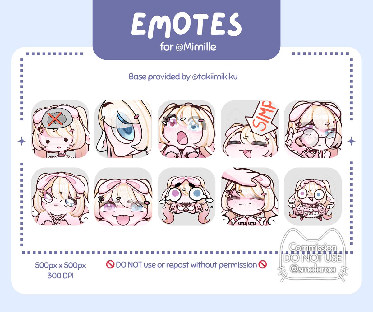 💌 finished emotes for <a href="/Mimille_VT/">Mimille Ი⑅𐑼 | VTuber</a> 
 ⤷ find yours at: vgen.co/smolaraa

✧ thank you!! 

#VGenComm #smolaraa