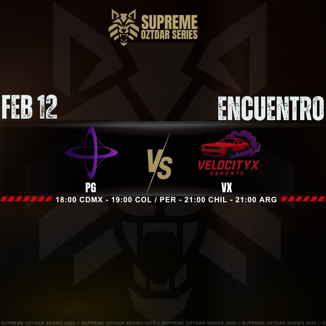 ÚLTIMA FECHA🫣
🛑   FECHA 15– Supreme Oztdar Series League 2025
DÍA 59🔥
🔸18:00 PM🇲🇽 PG  vs VX
🎤Caster : <a href="/Coqueee_/">Coqueee</a> · <a href="/Agu_Stin16/">Stin16</a> 

📺🟣 twitch.tv/oztdaresports

#SupremeOztdarSeries #OZTDAREsports #LATAMNorte #TorneosValorant