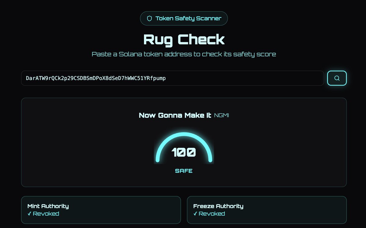 Stop getting rugged. Start using NGMI Tools 🛡️

Free rug checker, wallet tracker, swap widget, airdrop alerts &amp; more, all in one place.

ngmi.today/tools/rug-check

#NGMI #Solana