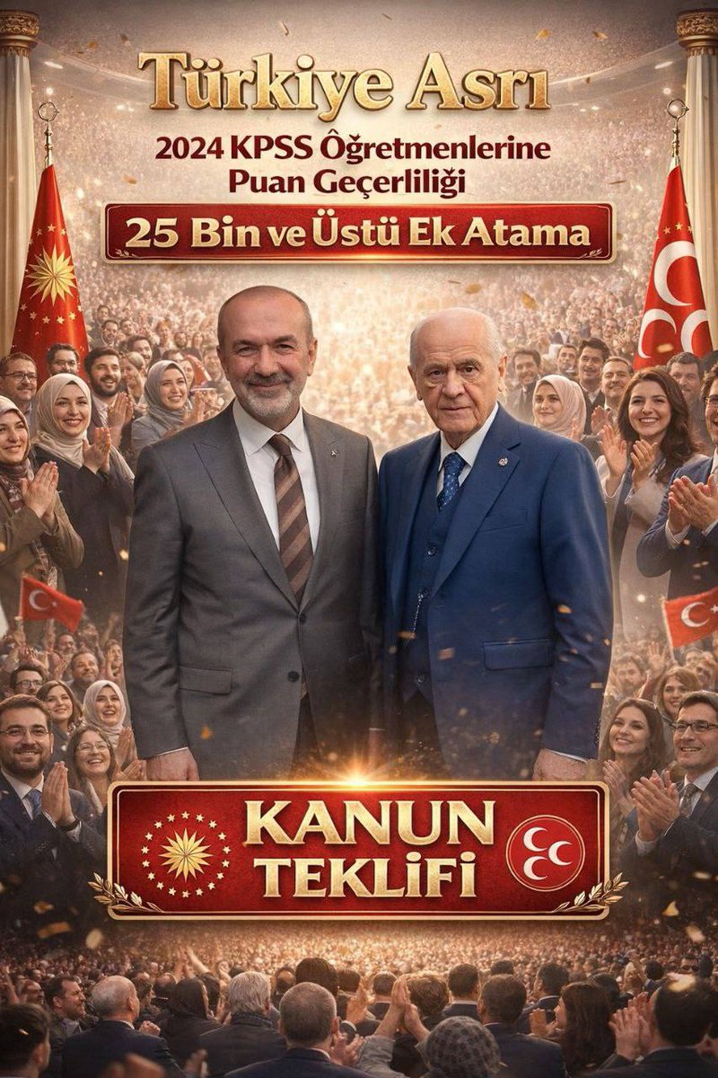 2024 KPSS olarak tüm destekleriniz için teşekkür edip 25 bin ek atama için kanun teklifi verilmesi yönünde de desteklerinizi bekliyoruz.

2024 KPSS dereceleriyle  mağdur olan öğretmenlerin yılı olarak anılmasın.

<a href="/Avkthalilozturk/">Halil ÖZTÜRK</a>