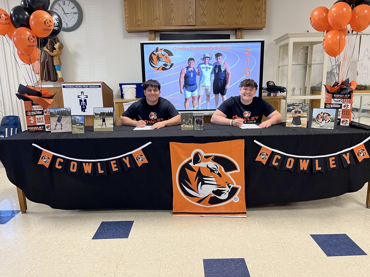 TMP_Athletics's tweet photo. Congratulations to Brayden Gilmore and Diego Fernandez on officially signing today to continue both their academic and throwing careers at Cowley College! https://t.co/to8O6fKhFH