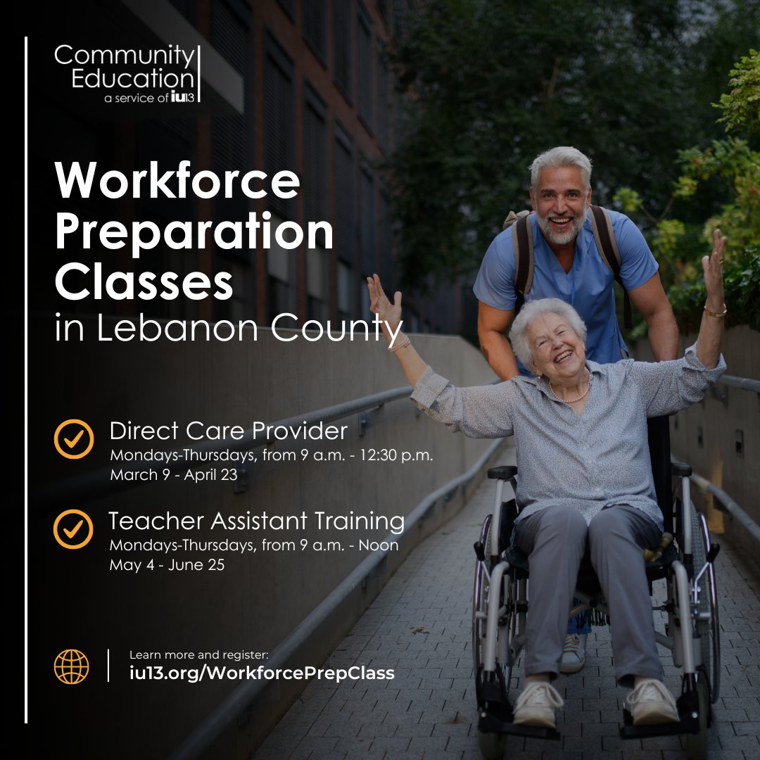 CommunityEdIU13's tweet photo. Interested in working as a Direct Care Provider in a long-term care facility, home health setting, or group home?
Our FREE Direct Care Provider short course provides occupational training, plus communication &amp; job-searching skills.
Learn more &amp; register: https://t.co/Djsiiqn0kF https://t.co/5fAuMngcOG