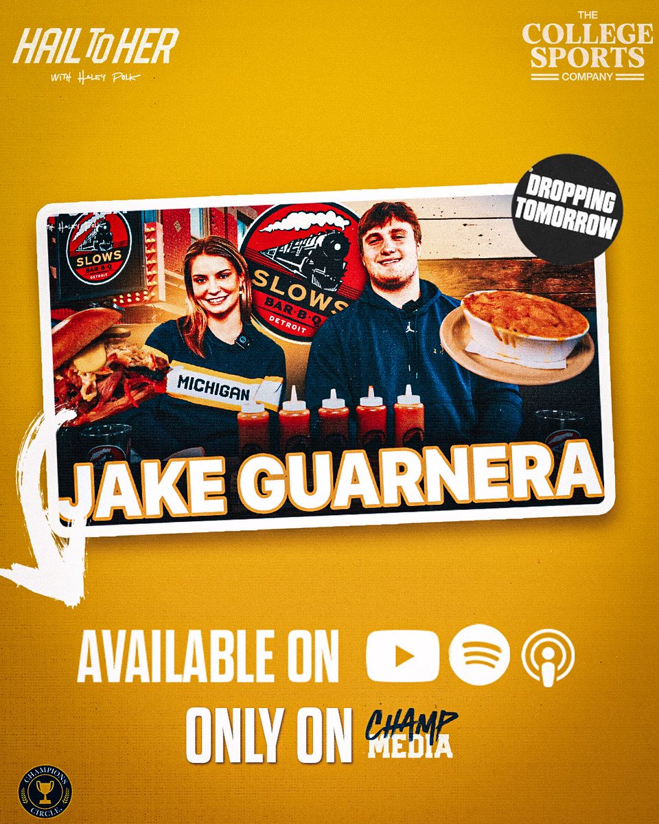 ChampMediaCo's tweet photo. 🍽️ Jake Guarnera 〽️

Ann Arbor Restaurant Week rolls on as Haley Polk catches up with Michigan OL @GuarneraJake at Slows BBQ for a full spread of local favorites 🔥

While digging into some of Slow’s staples, Jake discusses playing in the trenches, team chemistry, and life in the Maize and Blue 👀

You won’t want to miss this one 🎥

Post Notifications On 📲