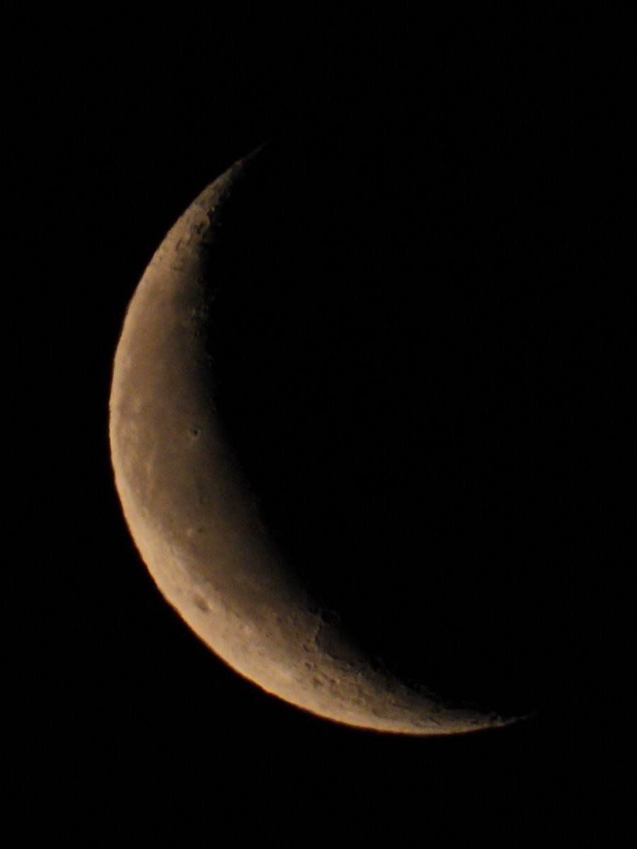 月をNikonの超望遠コンデジで撮影。5時51分，Sモード，ISO 800，3000 mm相当，1/250 s，MF，手ブレ補正・ノーマル。
#月 #星 #宇宙 #ニコン #COOLPIXP1000 #P1000