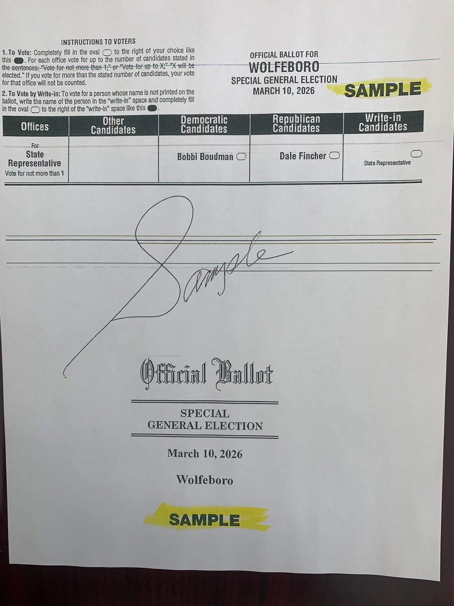 Thanks to Wolfeboro making it easy. 

The RIGHT vote is for the guy on the RIGHT. 😇 

All good people of NH should be cheering on their friends in this district to vote. 

March 10
Vote Dale Fincher