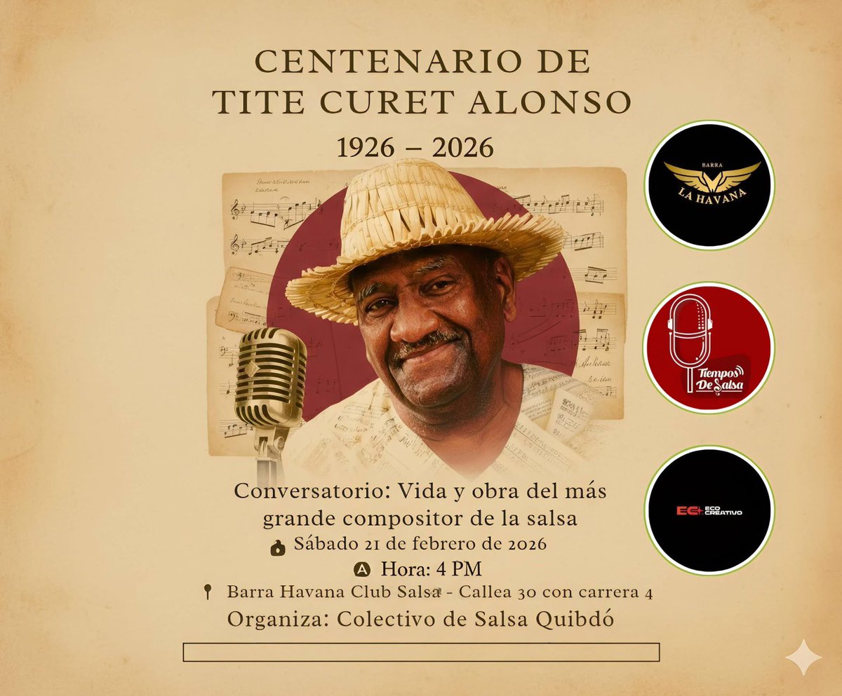 Tite Curet Alonso: 100 años del cronista mayor de la salsa

Hoy se cumple un siglo del nacimiento de Catalino “Tite” Curet Alonso (1926–2026), el más grande compositor de la salsa y uno de los cronistas más lúcidos que ha tenido el Caribe. Nacido en Guayama, Puerto Rico, Tite no