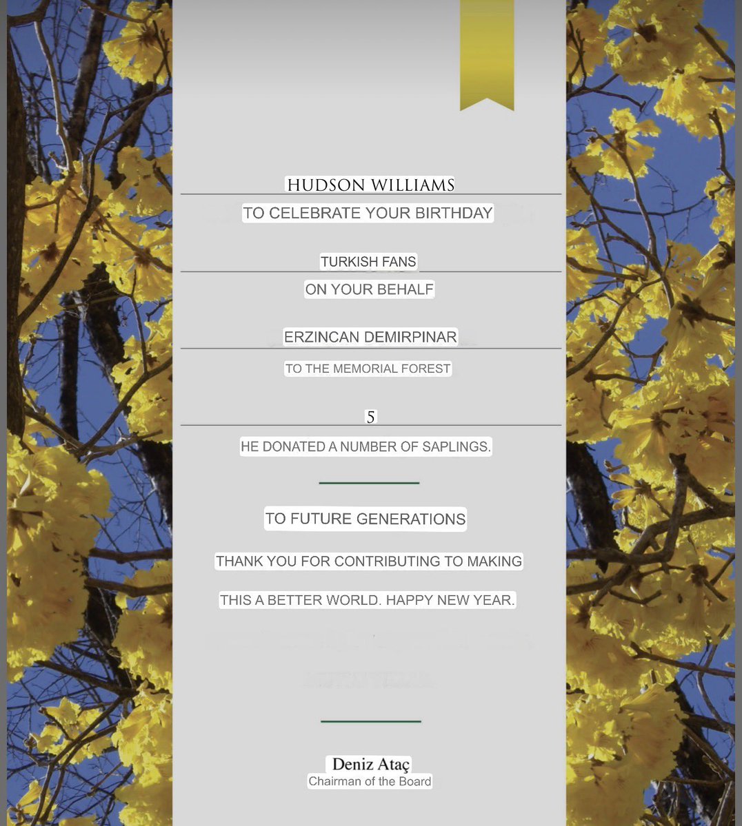 hudsonwupdates's tweet image. For #HudDay, Hudson’s Turk fans donated 5 saplings to a memorial forest, a place where trees are planted in honor of someone or to celebrate a special occasion. It is managed by the TEMA Foundation, a Turkish environmental organization focused on reforestation and nature…