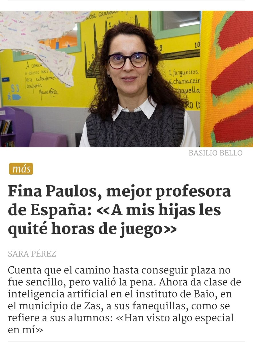FinaPaulos's tweet photo. Agradecida por este reconocimiento a muchos años de trabajo y sacrificio. Gracias a todos los que siempre habéis confiado en mi. @oreycalo @EduXunta @educa_s @Xunta @CAFIgalicia #InteligenciaArtificial #educac https://t.co/MFNnnFk3oX