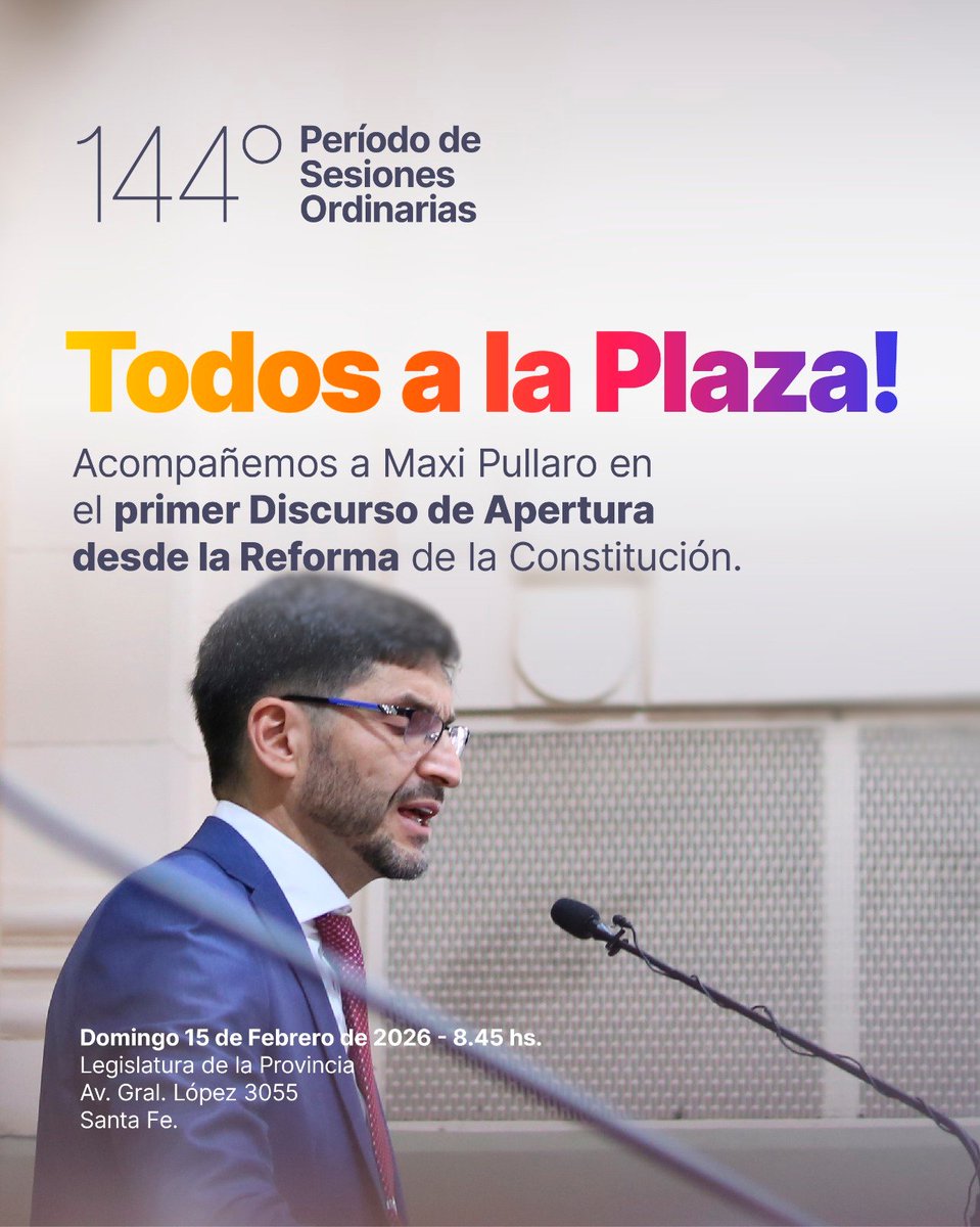 📢 ¡Te esperamos este domingo!
Un momento histórico para Santa Fe. La UCR Departamento La Capital presente apoyando la gestión de nuestro Gobernador <a href="/maxipullaro/">Maximiliano Pullaro</a> 
¡Nos vemos en la Legislatura! 🔴⚪
#UCRLaCapital #MaxiPullaro #SantaFe #AperturaDeSesiones