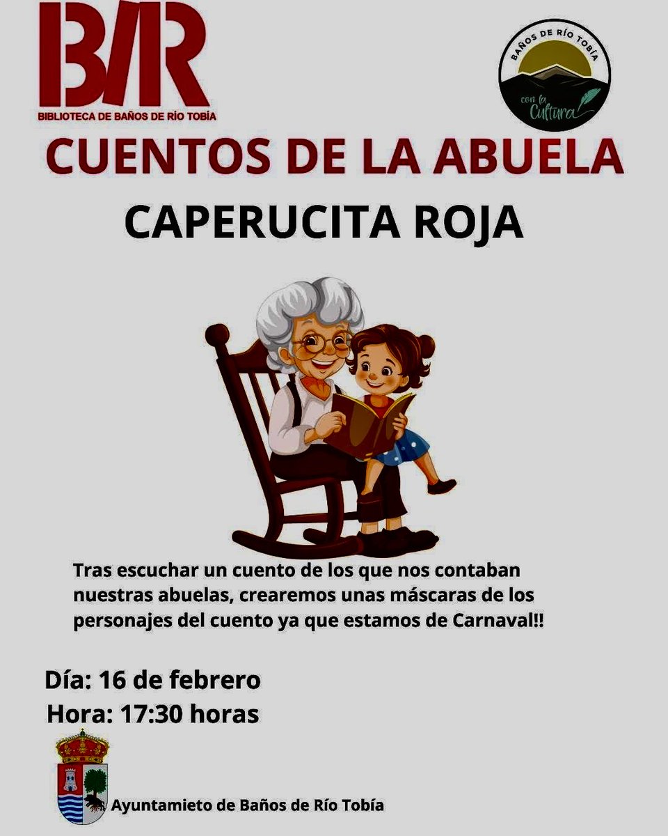El sábado 14 tendrán lugar los Carnavales en la plaza Mayor, donde habrá un concurso de disfraces, música y una deliciosa chocolatada. Por otro lado, el lunes 16, en la biblioteca de Baños de Río Tobía, se llevará a cabo una sesión de cuentos de la abuela.