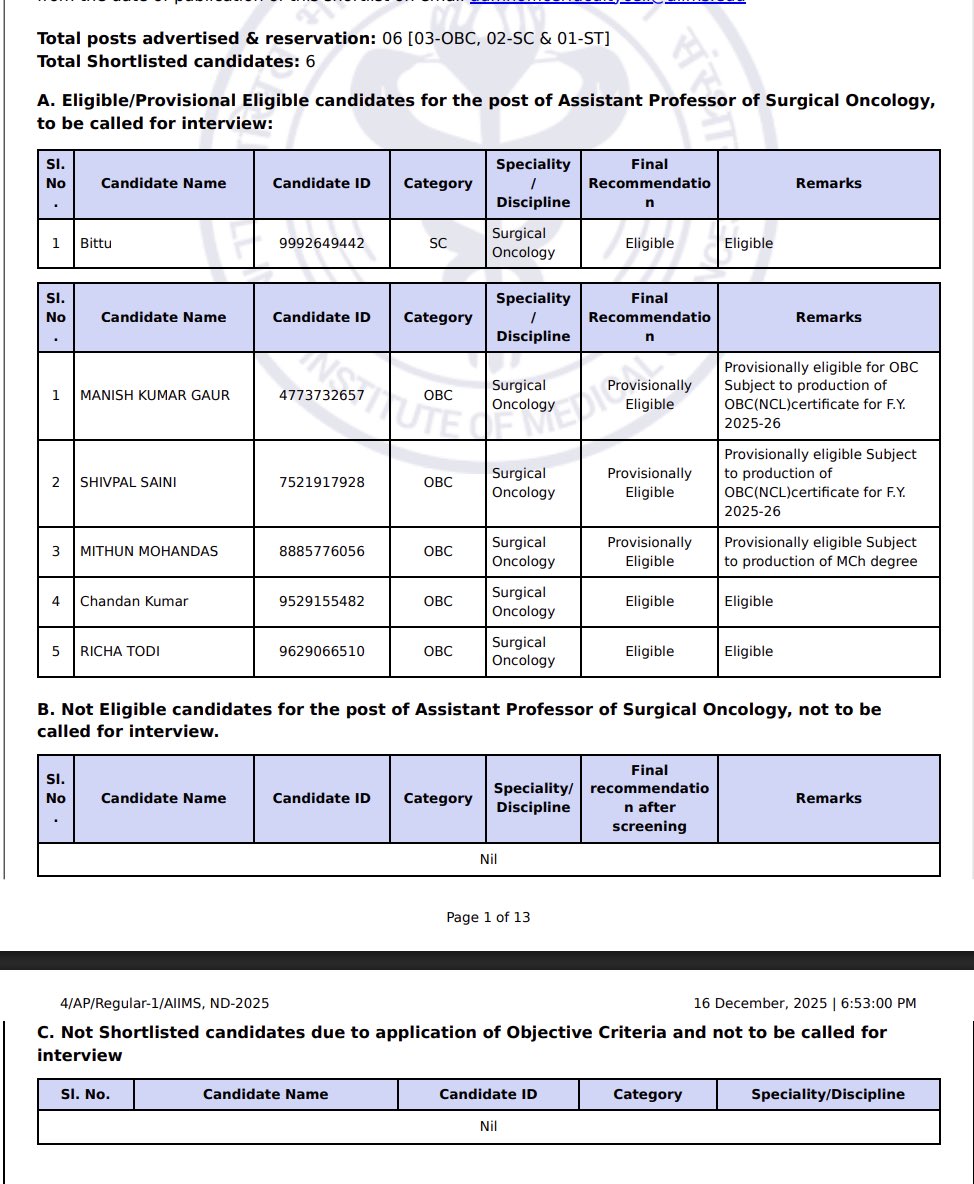 See this. 
6 seats for Surgical Oncology.

3 OBC, 2 SC and 1 ST .
No eligible candidate in ST. Only 1 SC. 
Ergo 2 seats out of 6 ( 1 SC and 1 ST)
33% - Will stay vacant. 
In OBC Too - many are ‘provisionally eligible’ - they may come in Creamy layer. 
And one OBC seat may stay