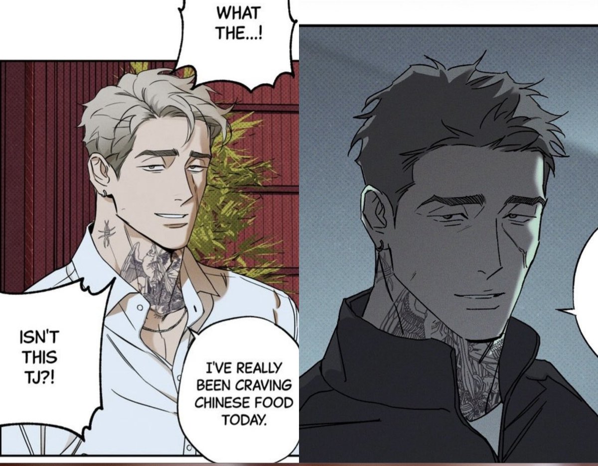 The first time TJ met Officer Harry vs. today’s chapter when they see each other again.

You can see the difference in his eyes and smile. That spark he had in their first encounter? It’s gone. The exhaustion is undeniable.

Doyak did an incredible job creating these parallels,