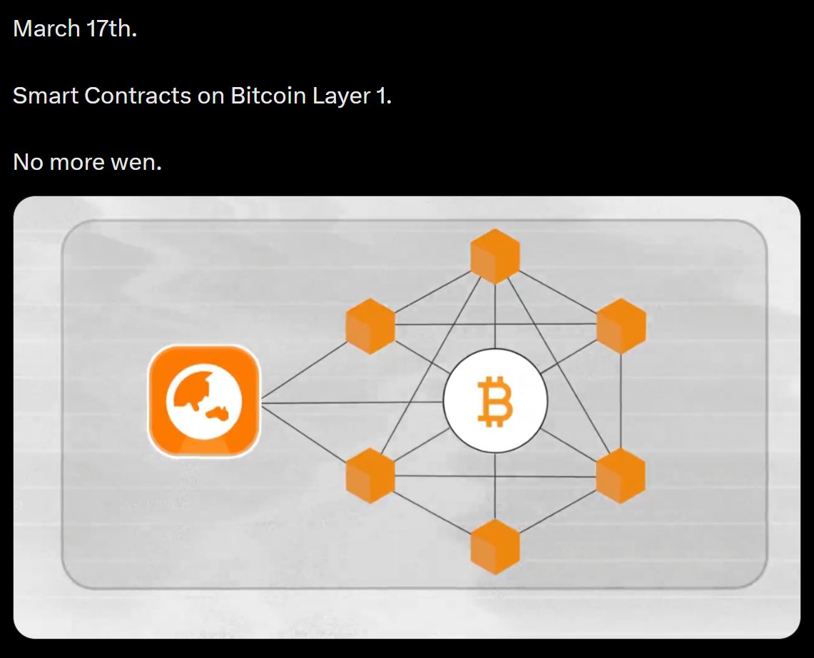 Alright <a href="/opnetbtc/">OP_NET</a> announcement regarding OPnet mainnet activation by March 17 
They're promising L1 smart contract, no L2 it says L1 and native BTC for gas 🔥👀

Motocats have been pumping lately and that's the reason... in case you don’t know, they are all running while