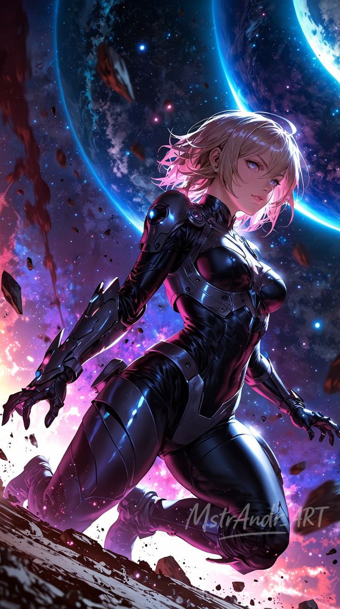MstrAndr_ART's tweet image. The Voidrunner Huntress of Cosmic Ash.
#cosmic #aiart #anime #MstrAndr_ART