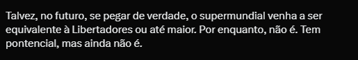 NfL072's tweet photo. @hyskyl @ednelsonpontes @Hivyksa @essediafoilouco Copa do mundo de seleções é um torneio primordial do futebol. Já a copa do mundo de clubes ainda passa a sensação que foi criada para arrecadar mais dinheiro que a champions league e consequentemente ser mais relevante, algo que a FIFA sonha a muito tempo. https://t.co/7fopQW10oL