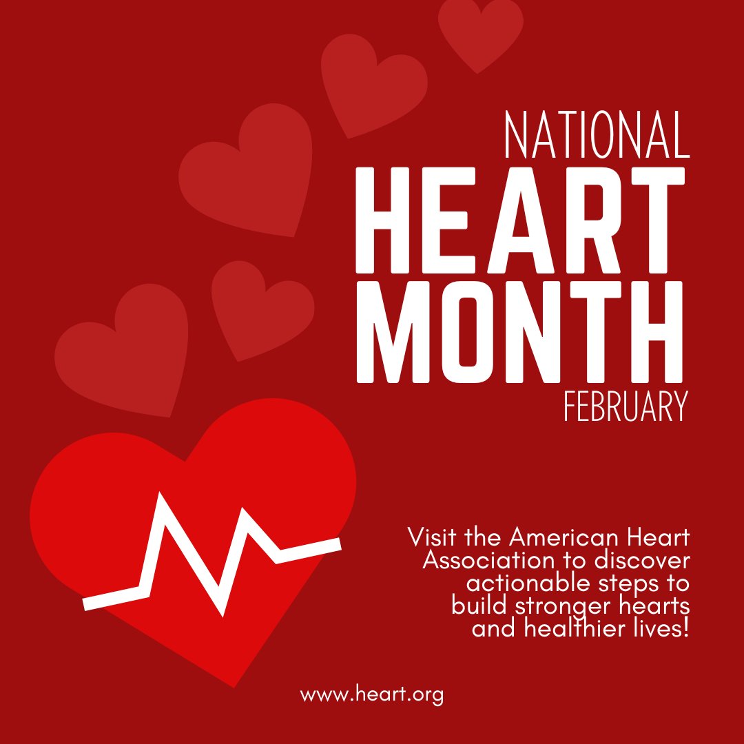 February is National Heart Month! Small changes = big impact. Eat well, move more, manage stress and protect your heart every day.

Learn more: heart.org

#GPCID #NationalHeartMonth #GwinnettCounty