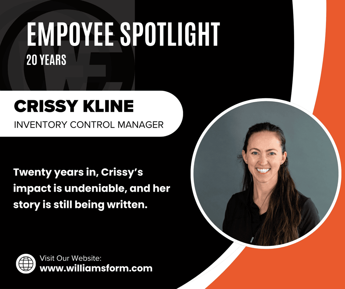 WilliamsForm's tweet photo. 🎉 **20 Years of Impact** 🎉

This month, we’re celebrating Crissy Kline and her 20-year milestone at Williams Form Engineering.

Read her full spotlight here:
https://t.co/LUeEtFs84P

#EmployeeSpotlight #ManufacturingExcellence #TeamMilestone https://t.co/hyY5Alf3js