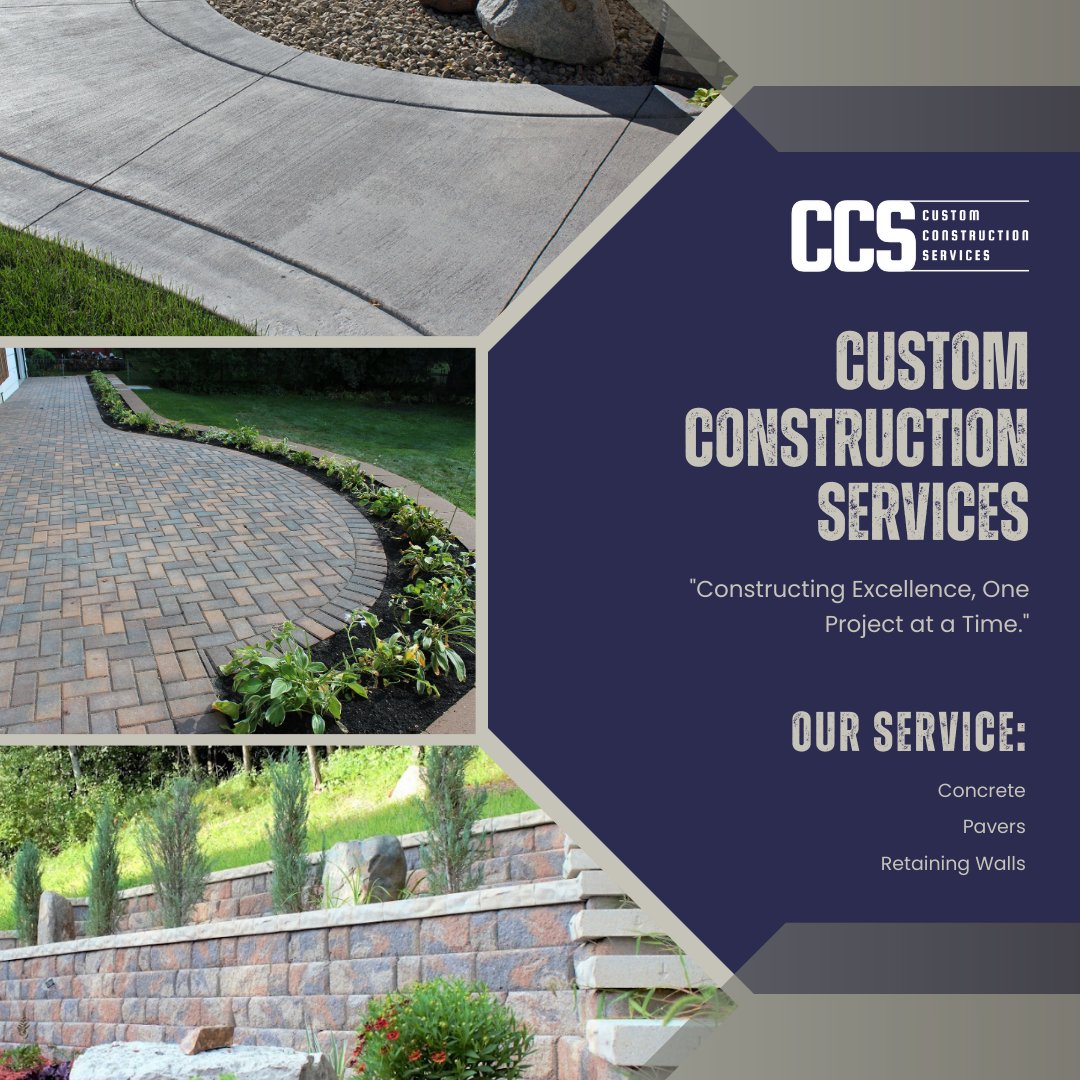 ccs_mpls's tweet photo. From custom concrete and elegant pavers to durable retaining walls, Custom Construction Services (CCS) delivers quality you can count on. https://t.co/Ko5hqh7Ej8