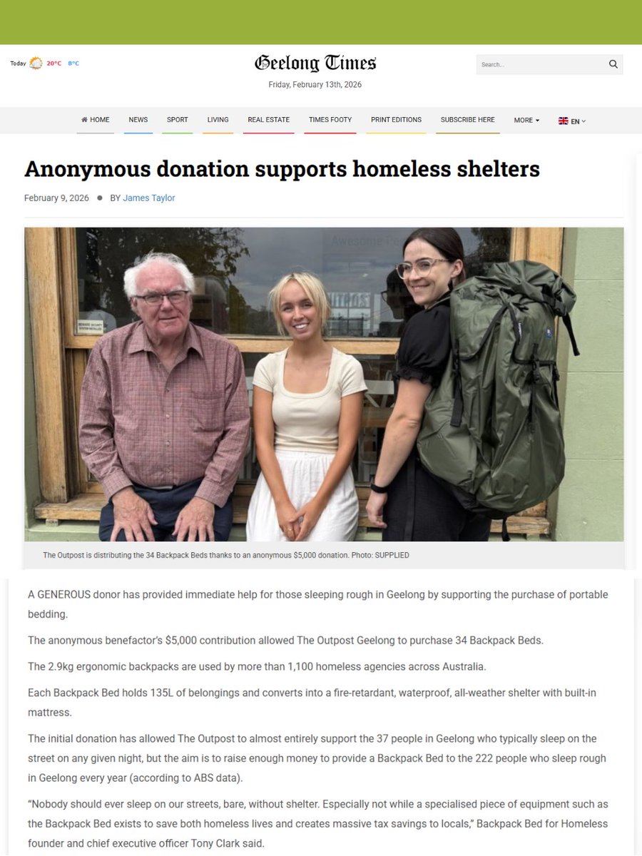 Backpack Bed for Homeless, Australia tweet media