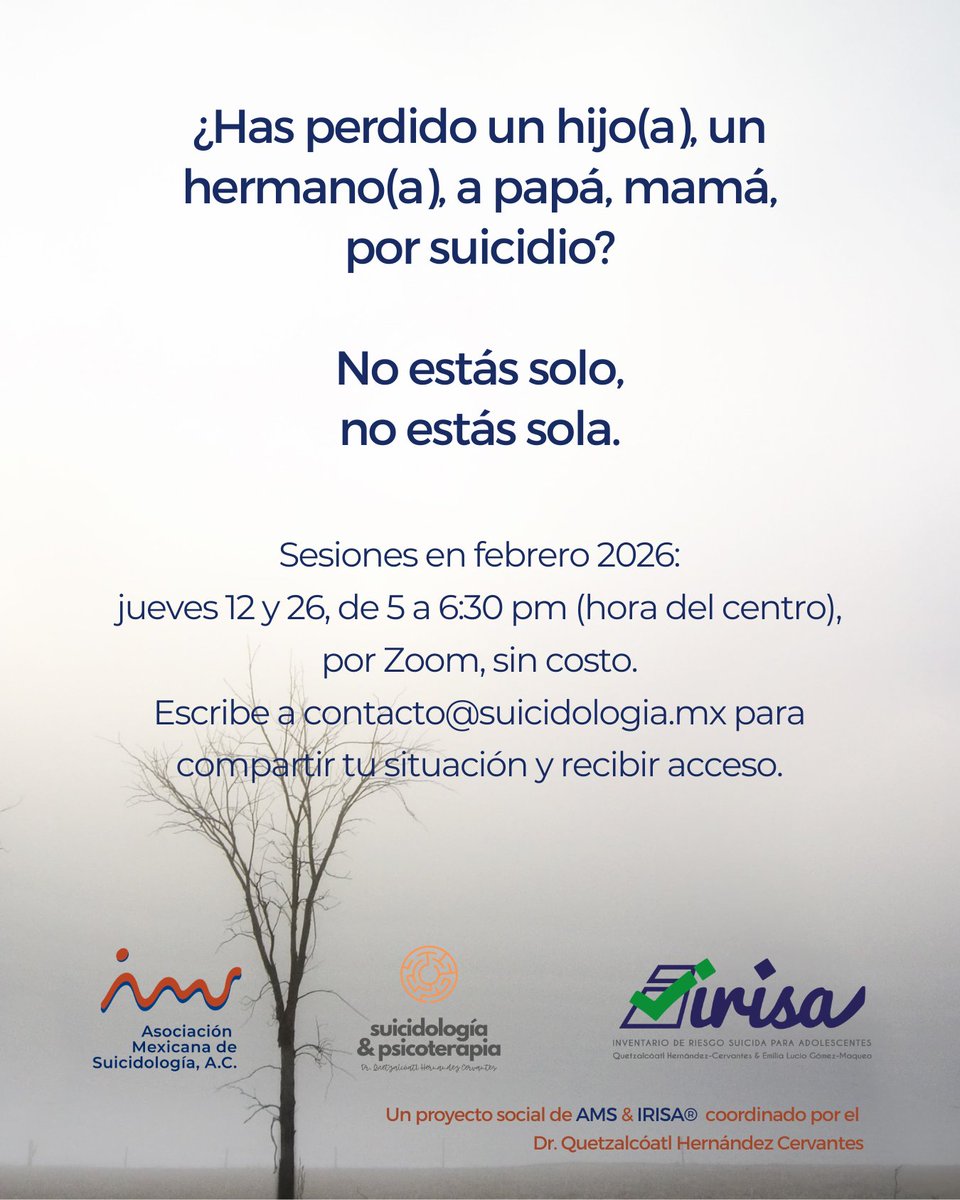 La #postvención en #Suicidología es el acompañamiento a personas #sobrevivientes de un familiar directo por #suicidio. 
Un proyecto social coordinado por el Dr. Quetzalcóatl Hernández Cervantes suicidologo.mx cofundador de la Asociación Mexicana de Suicidología.