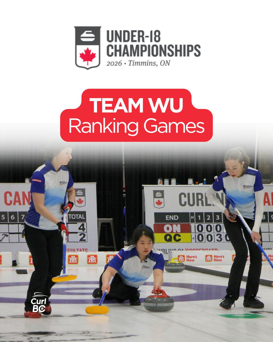 CurlBC's tweet image. Playoffs kick off tomorrow at the 2026 Canadian Under-18 Curling Championships! 🥌
Team Rempel is the no.2 seed and will face the winner of Alberta #2 vs Nova Scotia #2.

Cheer them on and follow live scores here: curling.ca/2026u18

#GoBCGo