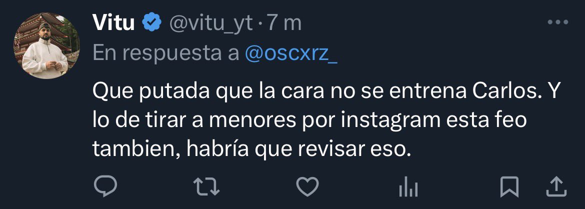 Grave acusación de <a href="/vitu_yt/">Vitu</a> lo de inventarse esas cosas y llamar pedofilo a alguien por redes deja mucho que desear por tu parte, ya te llegara la cartita majo🥱