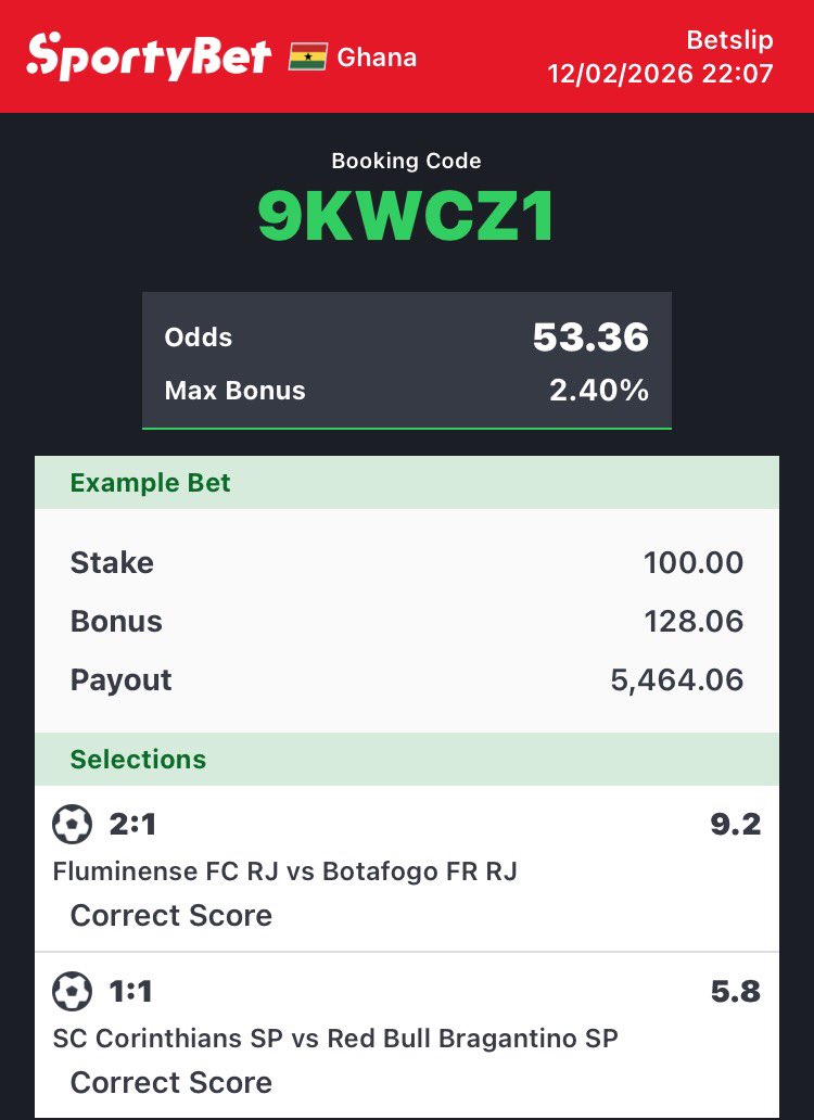 ceobesttips's tweet photo. Odds: 53+ πππ
FIRST SINGLE & COMBINE π§π½ββοΈ
GOOD LUCK π
#53Odds #foryou #sportybetGH https://t.co/bf0vU6wYax