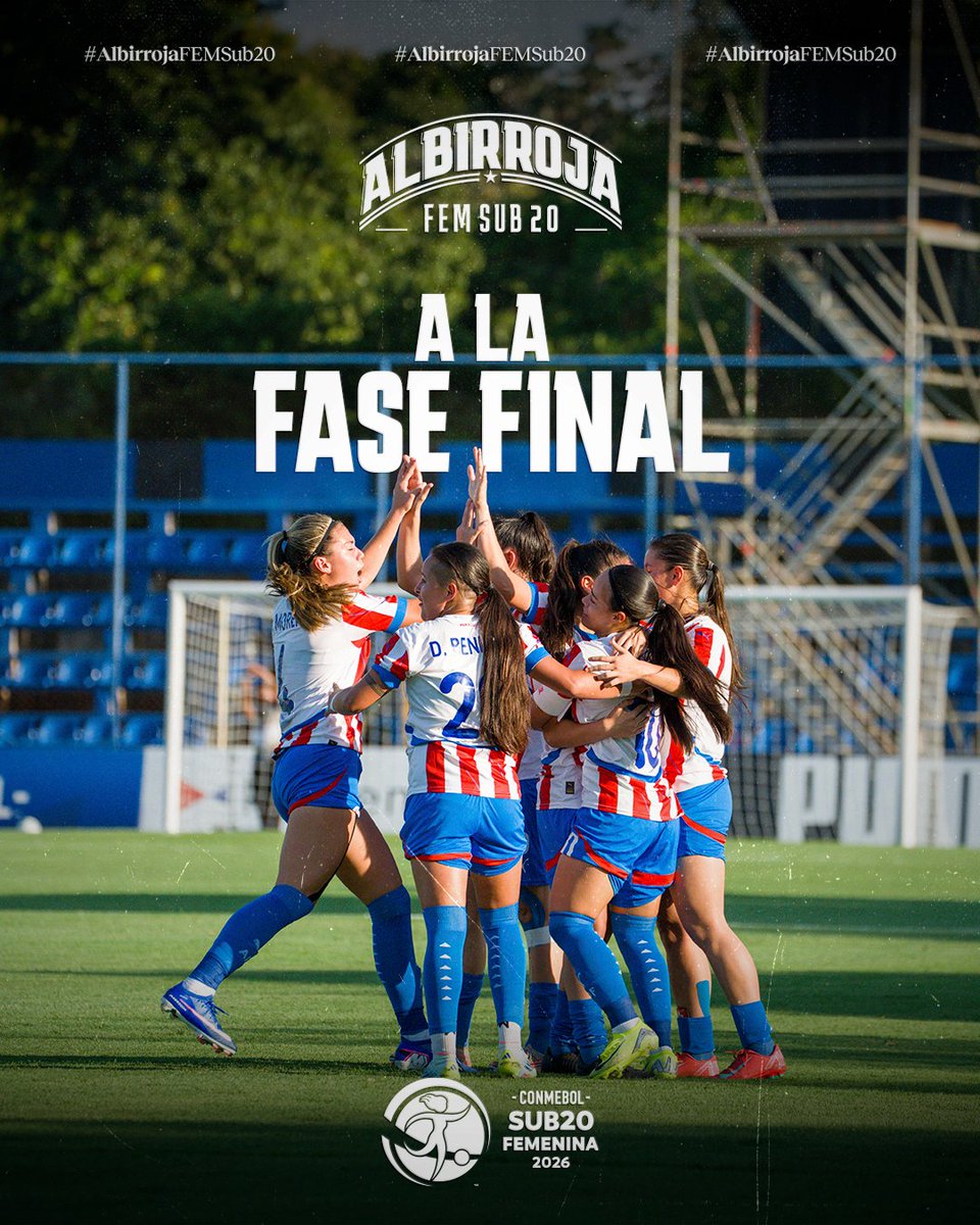 Albirroja's tweet photo. ¡𝘾𝙡𝙖𝙨𝙞𝙛𝙞𝙘𝙖𝙙𝙖𝙨 𝙖𝙡 𝙃𝙚𝙭𝙖𝙜𝙤𝙣𝙖𝙡 𝙁𝙞𝙣𝙖𝙡!

✅ La #AlbirrojaFEMSub20 asegura un lugar en la siguiente instancia de la CONMEBOL Sub 20 Femenina 2026.

¡Vamos por más, chicas! ⚪🔴

#VamosParaguay 🇵🇾 https://t.co/wUXBCCP2NK