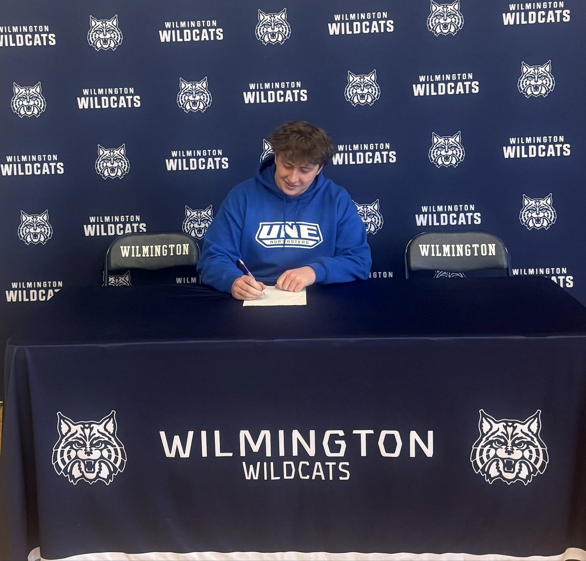 JoeCav55's tweet photo. Congrats to Sr. Capt Noah Matton on his commitment to continue his football career at the University of New England.  @UNEfootball @TimViall @Wilmington_AD @WilmingtonHSFB https://t.co/MImqmTqddJ