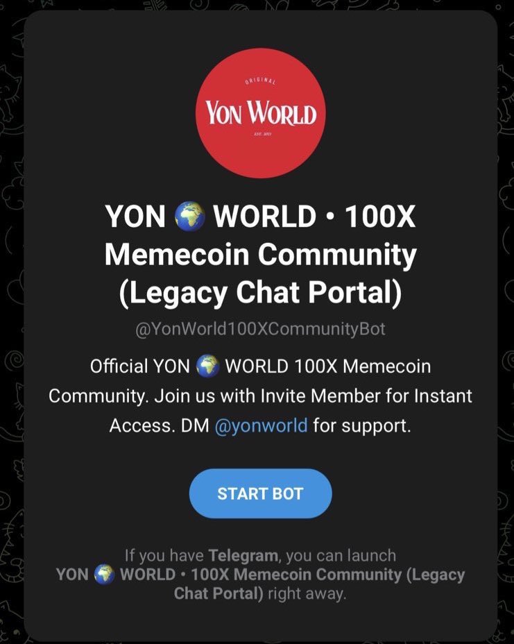Official YON 🌍 WORLD 100X Memecoin Community

#1 @Solana Memecoin Community on @Telegram

Telegram - t.me/YonWorld100XCo…

Patreon Entry - patreon.com/cw/YONWORLD7