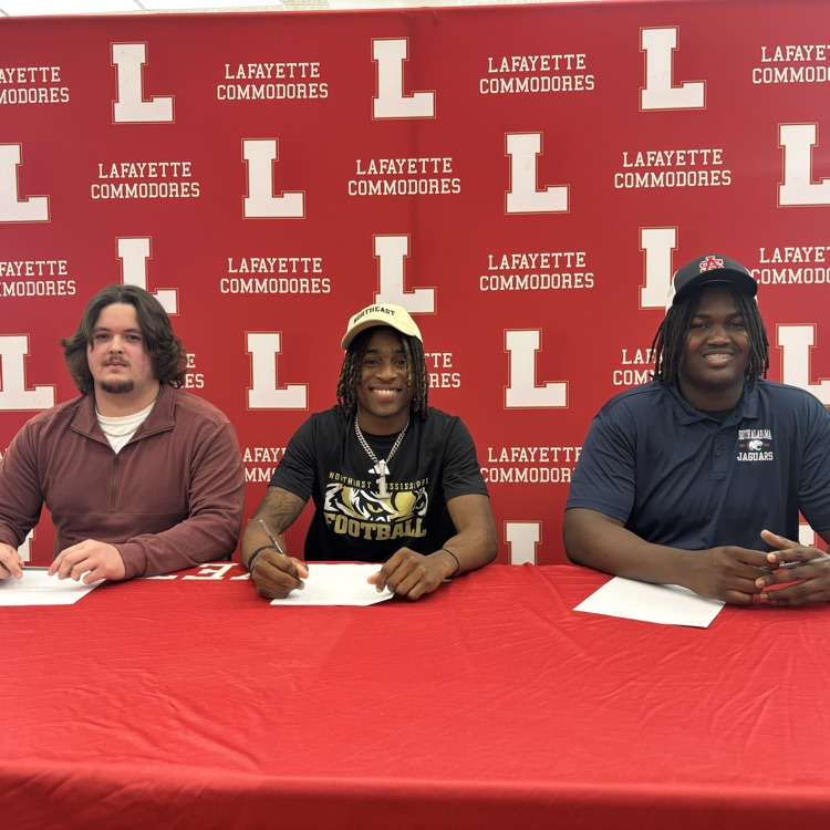 SIGNING DAY 
We were happy to celebrate this morning with a signing day. Three Commodore Football players will be continuing their education and football careers beyond LHS. 
Tristen Bryant - Hind CC
Adarius Brown - Northeast CC
Tyler Wiley - Univ of South Alabama