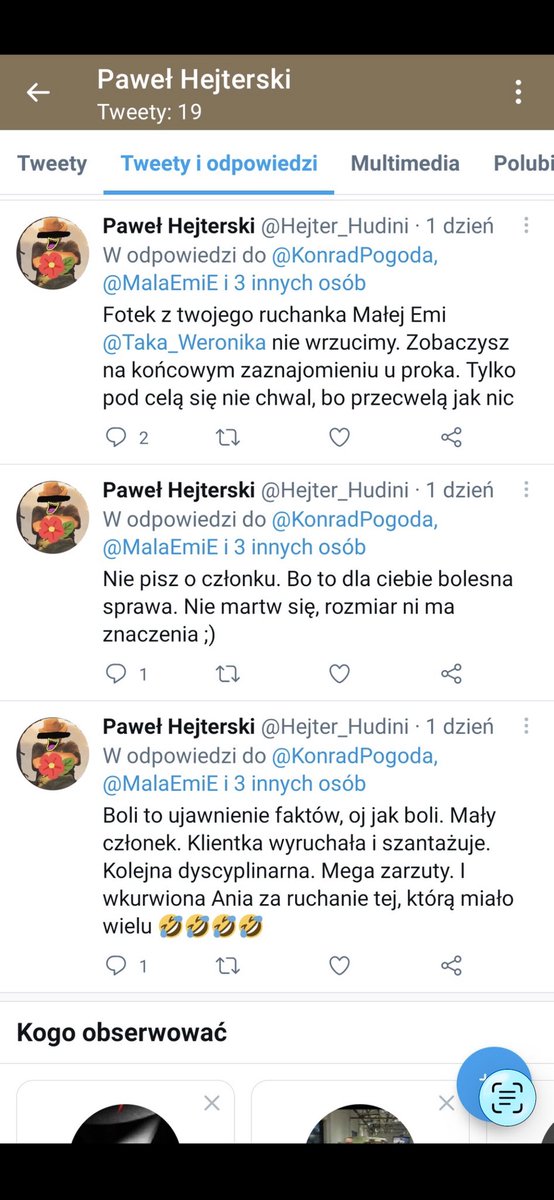 <a href="/BartoszLewand20/">Bartosz Lewandowski</a> <a href="/ZiobroPL/">Zbigniew Ziobro | SP</a> Ależ Panie Kolego skąd te żale? czy stawał Pan w obronie mojej albo Koleżanek <a href="/madziamf/">Magdalena Matusiak-Frącczak 🦉🇵🇱🇪🇺</a> <a href="/CobraBarrister/">Ewa Stępniak  #FBPE</a> gdy np w tak niewybredny sposób odnoszono się do Nas? Zrobił Pan cokolwiek? Mnie stać było na sprzeciw wobec obrażania adwokata za to kogo broni. Pana było stać na lewe screeny