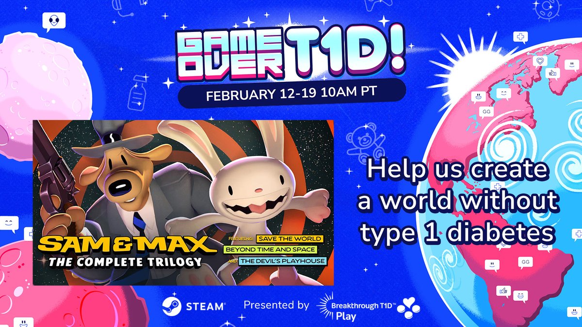 Sam &amp; Max: The Complete Trilogy is in <a href="/BT1D_Play/">Breakthrough T1D Play</a>'s Steam sale!

Through Feb 19, save 45% on all 3 remasters — or complete the set if you've been meaning to. After the sale we'll make a donation to help find cures for type 1 diabetes. 💙  

Shop the sale: bit.ly/got1d-sale26