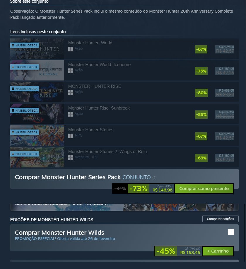 MHBrasil's tweet photo. Todos os Monster Hunter estão em promoção na Steam de novo! acaba 26 de fevereiro

Se tu não tem esses jogos aproveite que ta até que uma promoção muito boa https://t.co/3VeK0w1JHl