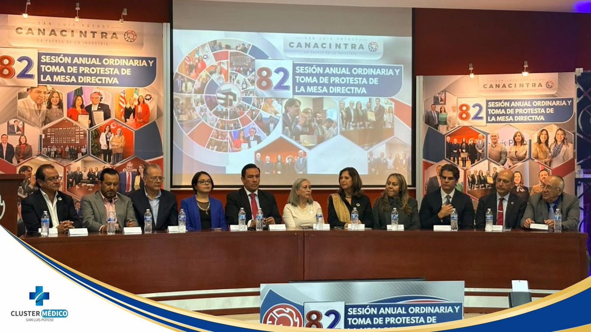 ClusterMedicoSL's tweet photo. El Clúster Médico de San Luis Potosí felicita a la nueva mesa directiva de CANACINTRA San Luis Potosí por el inicio de esta nueva etapa de liderazgo y compromiso con el sector productivo del estado.

#NegociosSaludables #ClusterMédicoSLP #CANACINTRA #SaludYProductividad https://t.co/h0eqvny7k5