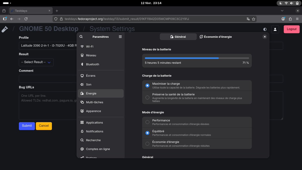 _adriend_'s tweet image. Je profite du prêt du Dell Latitude 3390 2-in-1 pour tester la version 50 de GNOME, Fedora Linux 44 !
Et le tactile et le clavier virtuel fonctionne super bien !
Venez tester aussi : testdays.fedoraproject.org/testday/13
#Fedora #GNOME