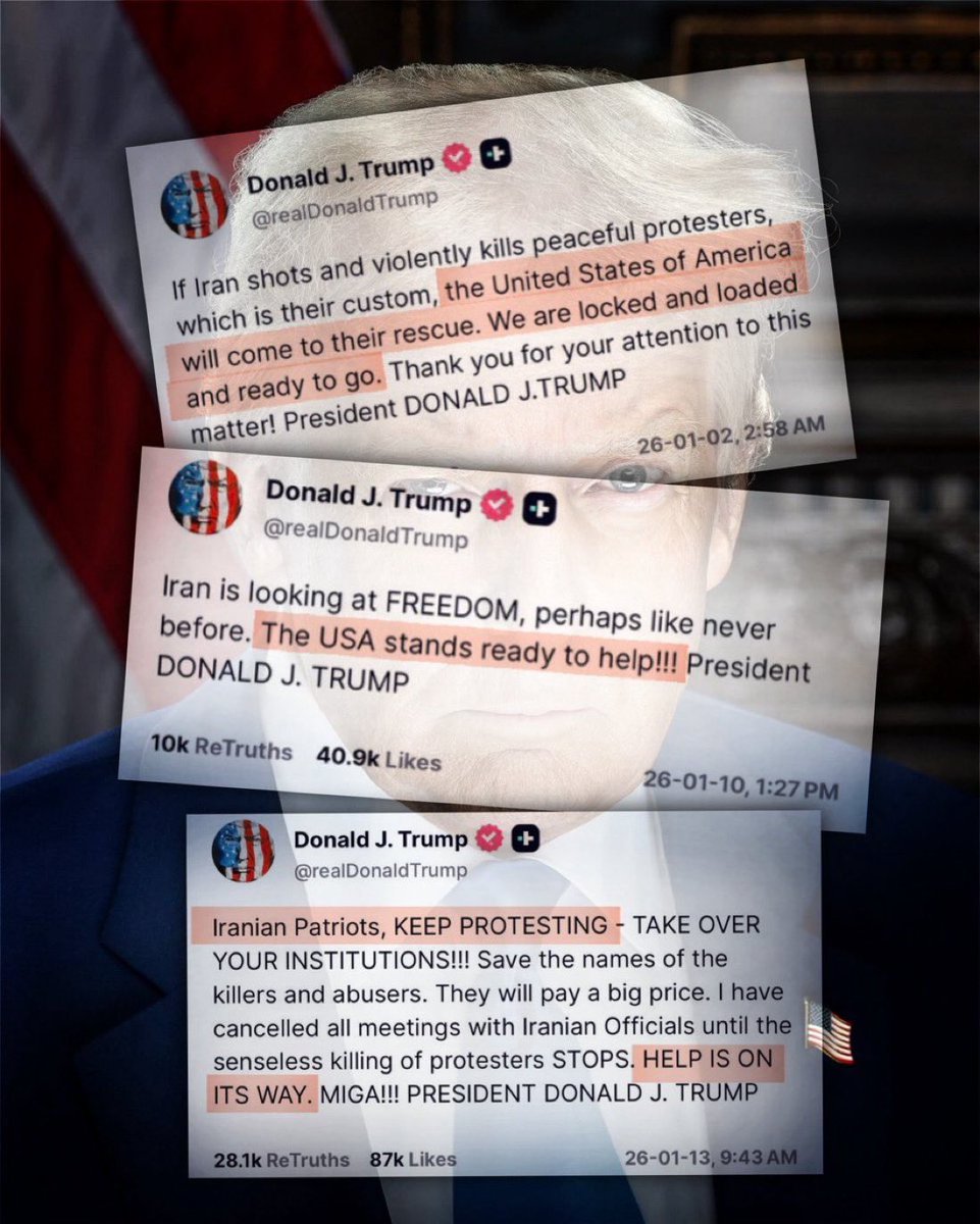 SRB2016's tweet image. If you think these posts are going to get lost in news cycles, then you are absolutely wrong. We won't let Trump off the hook, ever. 

#IranMassacre 
#TacoTrump