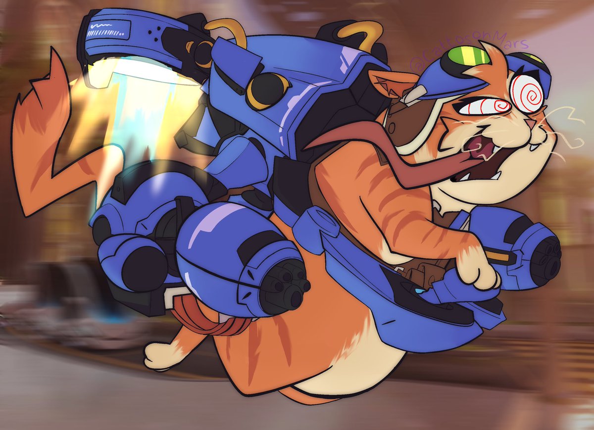 cattosonmars's tweet photo. JETPACK CAT, DRIVE CRAZY. 
@PlayOverwatch jetpack cat is SOOO FUN YOU GUYS COOKED 
#overwatch #overwatchfanart https://t.co/xUwdpotabJ