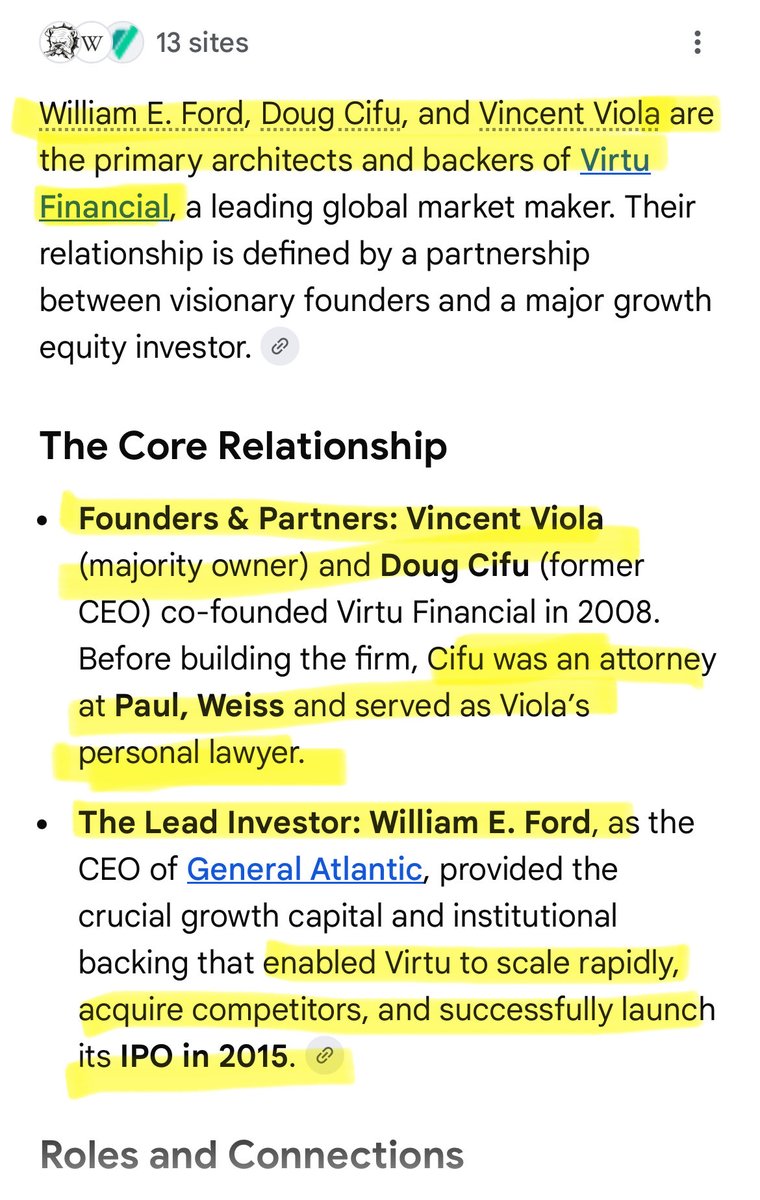 Shadow_Cityy's tweet photo. 🚨 The “Illuminati Families and Their Associates” is directly related to VIRTU FINANCIAL.
The link is through William E Ford, chairman of Rockefeller University, and handler of Doug Cifu and Vincent Viola, cofounders of VIRTU.
See screenshots below. This is just a preview. LOADING! 💣 🐚 💥 #whoops #BUSTED #FAFO #bAABBoonArmy #WallStreetReckoning #VIRTU #DOUGCIFU #RockefellerUniversity #Epsteinfiles #Whoops
$AABB $MMTLP $GME $AMC $GNS $SEGG $NWBO $MMAT