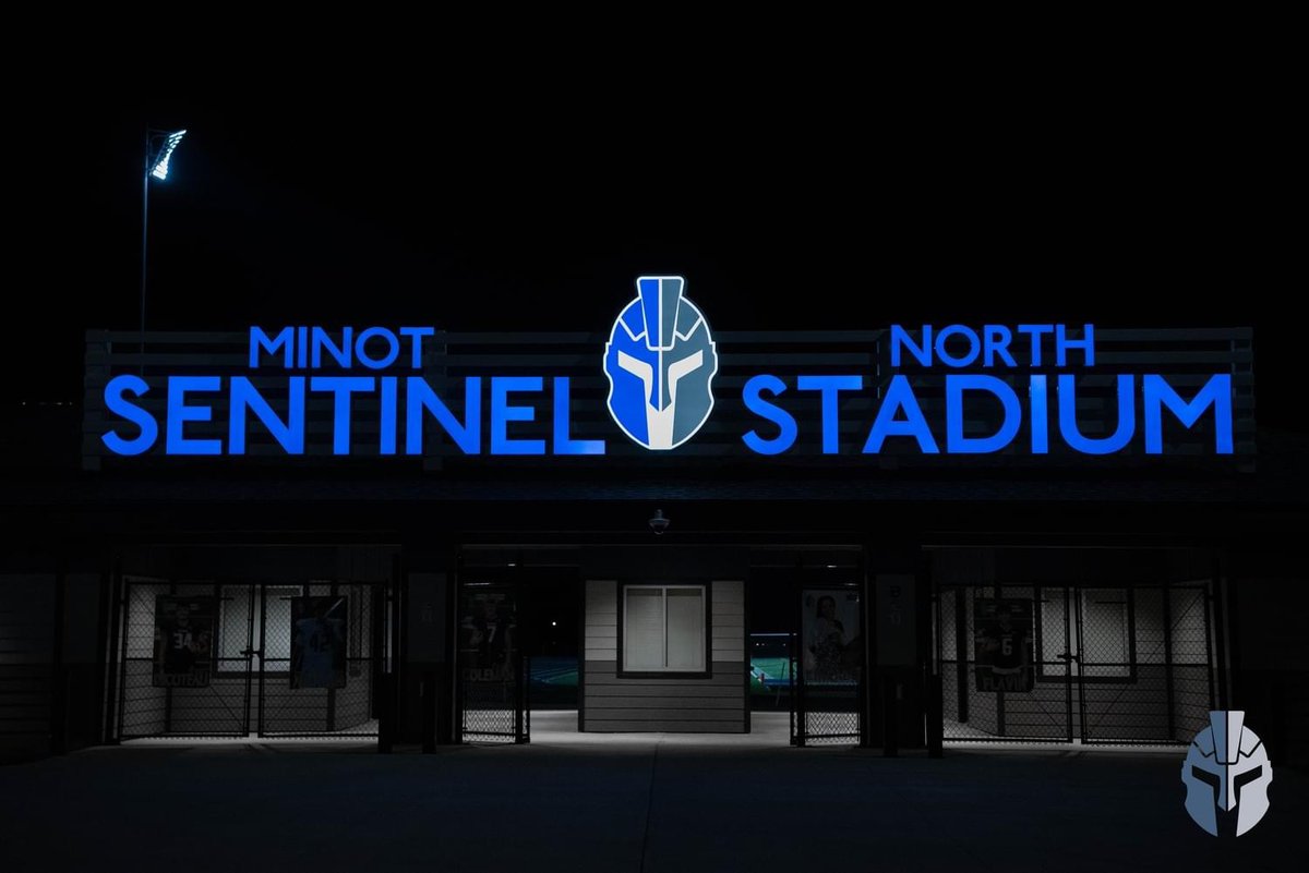 NDFBfields's tweet photo. Today we stay on Hwy 2 &amp; go to one of the newest fields in the state: Sentinel Stadium &amp; the home of the Minot North Sentinels. It opened in '24, the same year they played their first year of varsity football. 
Thanks to Coach Jacob Holmen for the pictures! https://t.co/LynVv4l7M8