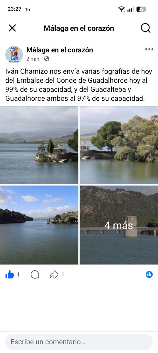 Mis fotografías de los embalses del Guadalhorce hoy en la página de Málaga en el corazón. 🤩🤩🤩🤩
