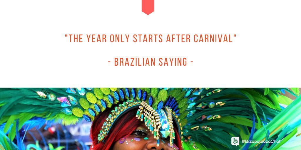 Bizapalooza's tweet image. "The year only starts after Carnival"

- Brazilian saying - 

Tonight on #BizapaloozaChat UNPLUGGED - Carnival isn’t just a party — it’s a mindset. 

Join us at 8 pm ET!

#lifetips #fun #joy #community #music
