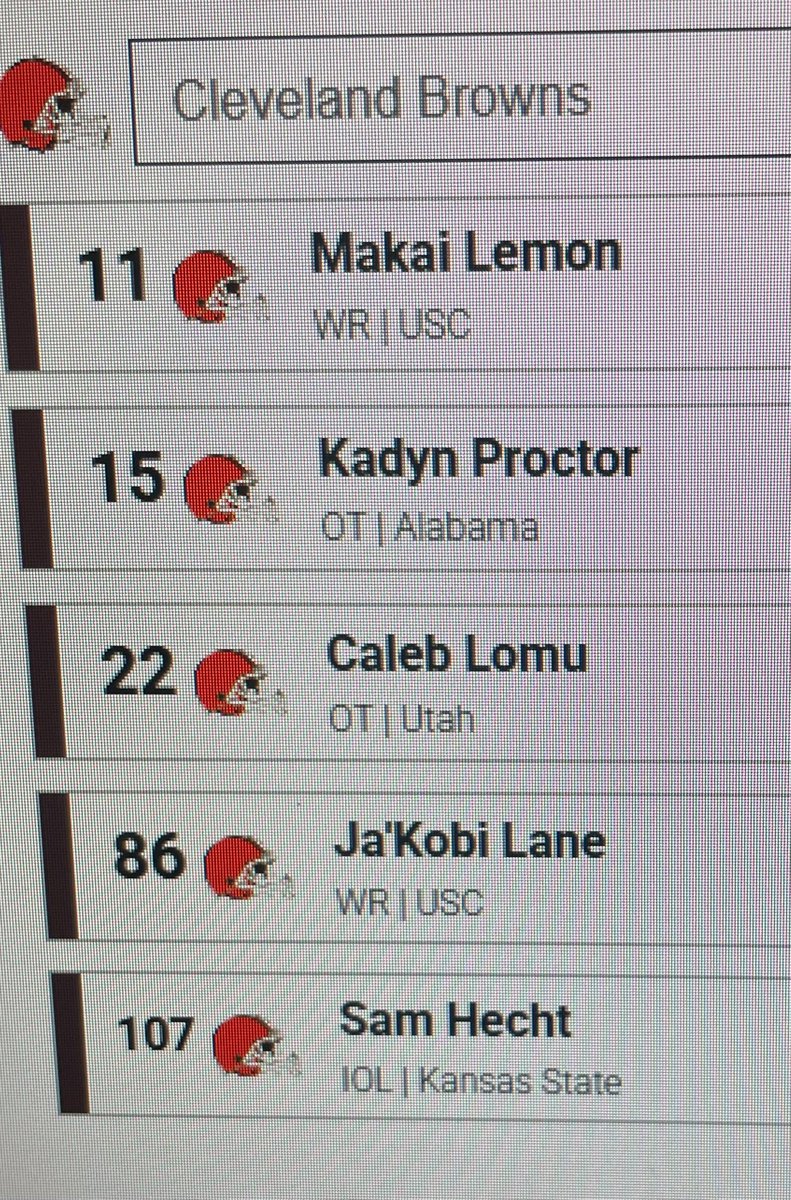 LamboMega's tweet photo. Browns Mock Draft went kind nice!! https://t.co/tT6YBrJSyk