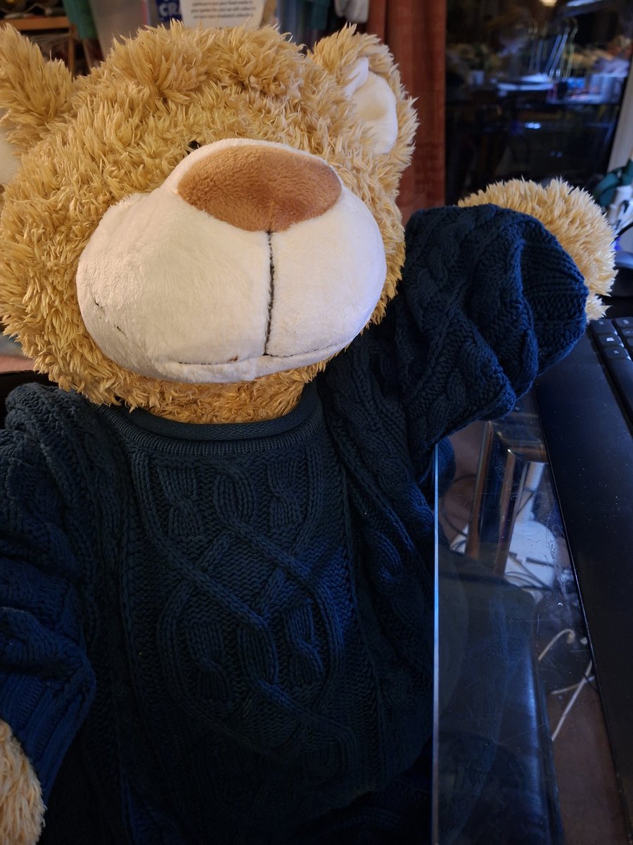 GeminalTri's tweet photo. Hi everyone we have an important announcement we've gotPaddington, spencer bear, donna bear and big vern who's in the photo with a computer? Wearing a jumper  all of the new bears that I got for christmas and birthday 🎂 https://t.co/kGDqNTWddI