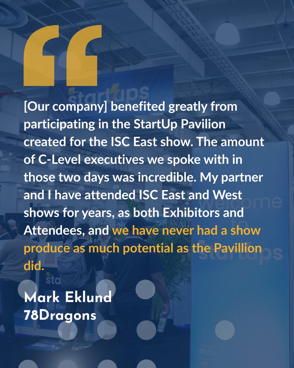 ISCEvents's tweet image. ISC® StartUps made its debut at #ISCEast and the energy was electric. ⚡️

Dozens of emerging companies met high-intent buyers and gained visibility on the show floor. Now, we’re bringing that momentum to #ISCWest.

Thanks to @78Dragons for sharing your experience!