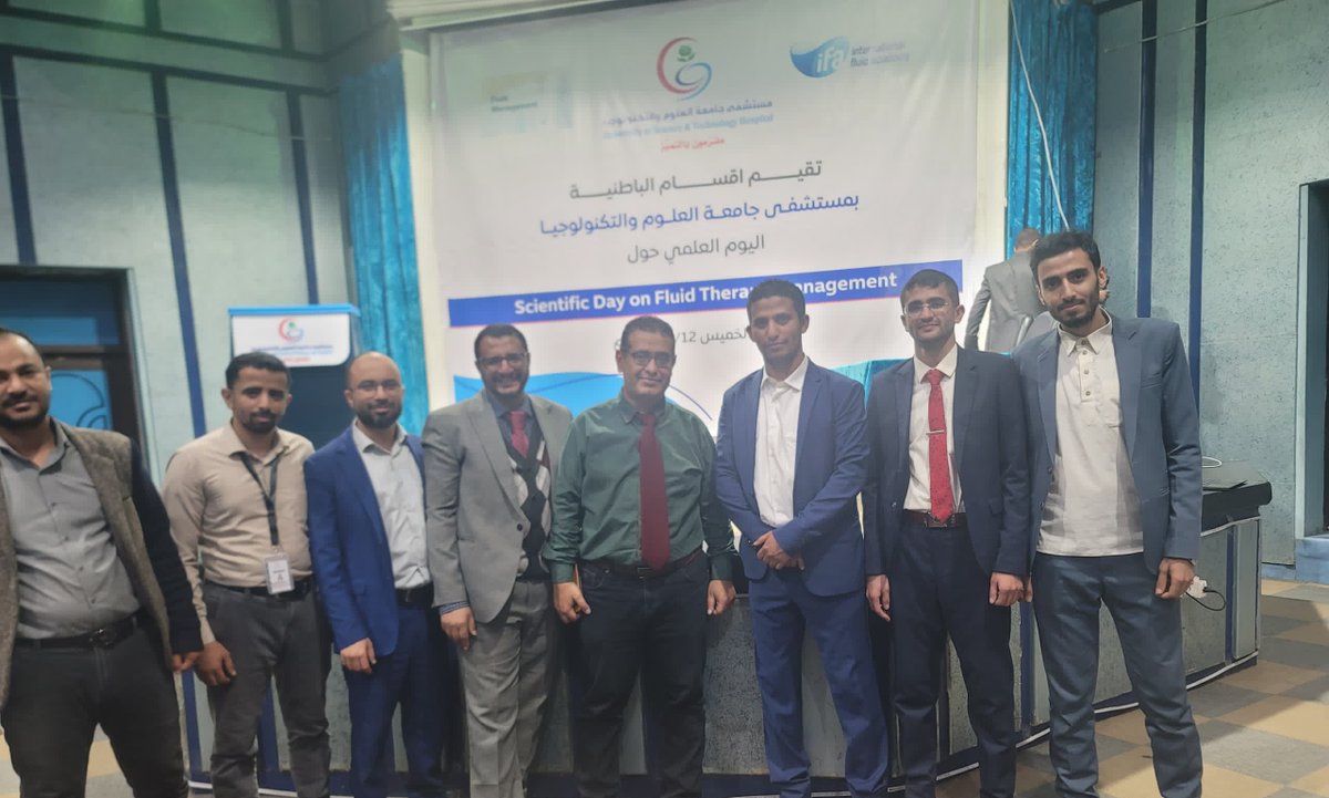 AliAwas2's tweet photo. The first Scentific day about I.V fluid therapy  management  in Yemen in help  with international  fluid https://t.co/7r2Nsp18Zi focus in many different  aspects of I.V fluid  therapy in ER , ICU, wards and in comorbidities. 
#IFA #MedTwitter #Yemen https://t.co/gxz6buEqYp